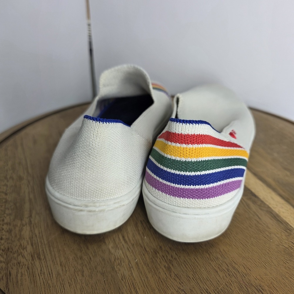 Rothy's The Sneaker WHITE RAINBOW SF Limited Edition Women's 8 Slip On Pride - Picture 4 of 9